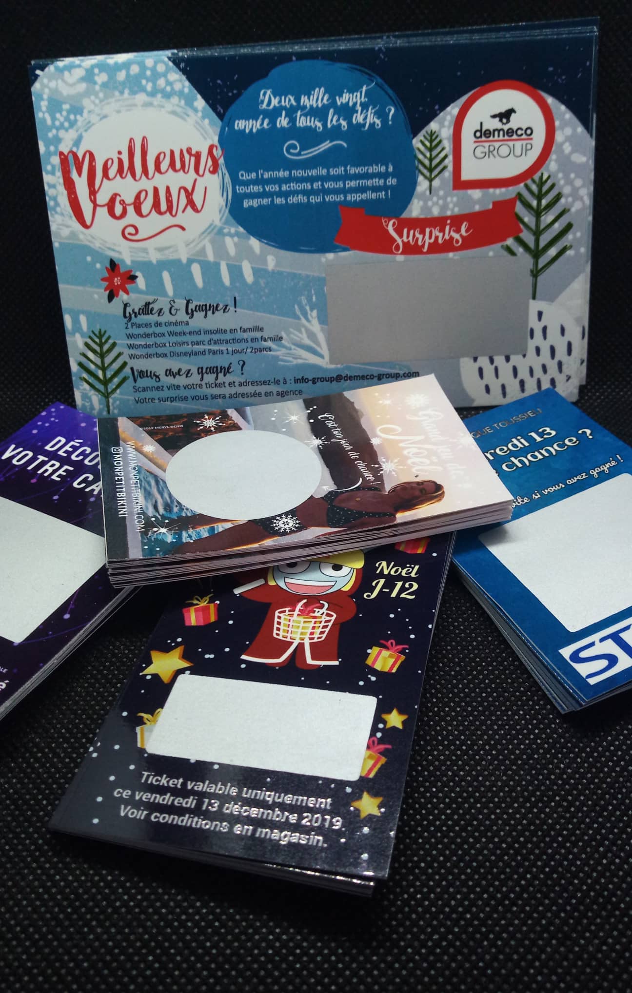 In a nightclub, there is no shortage of entertainment to charm and offer new activities to those who come to have a good time, laugh, dance, and enjoy. These venues are the ideal place to set up a cost-effective promotional operation, as the audience that frequents the establishment will correspond to its target. Therefore, organizing a partnership with a nightclub to offer playful and amusing entertainment through scratch cards is an excellent way to make yourself known in an electrifying atmosphere!